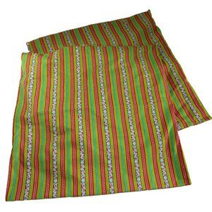 Set of 2 Throw Couch Bed Pillow Covers 18" Square Homemade Pink Green Stripe